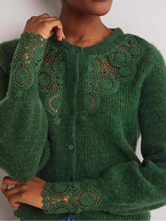 Boden Sweaters - Boden Dark Green Cardigan with Lace Cuffs